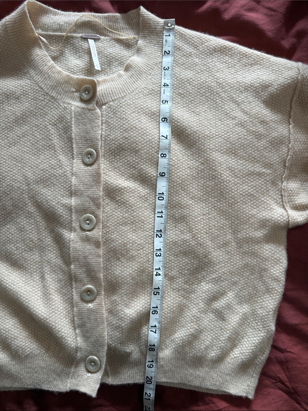 Free People Cream Button-Up 100% Cashmere Cardigan - Picture 7 of 8